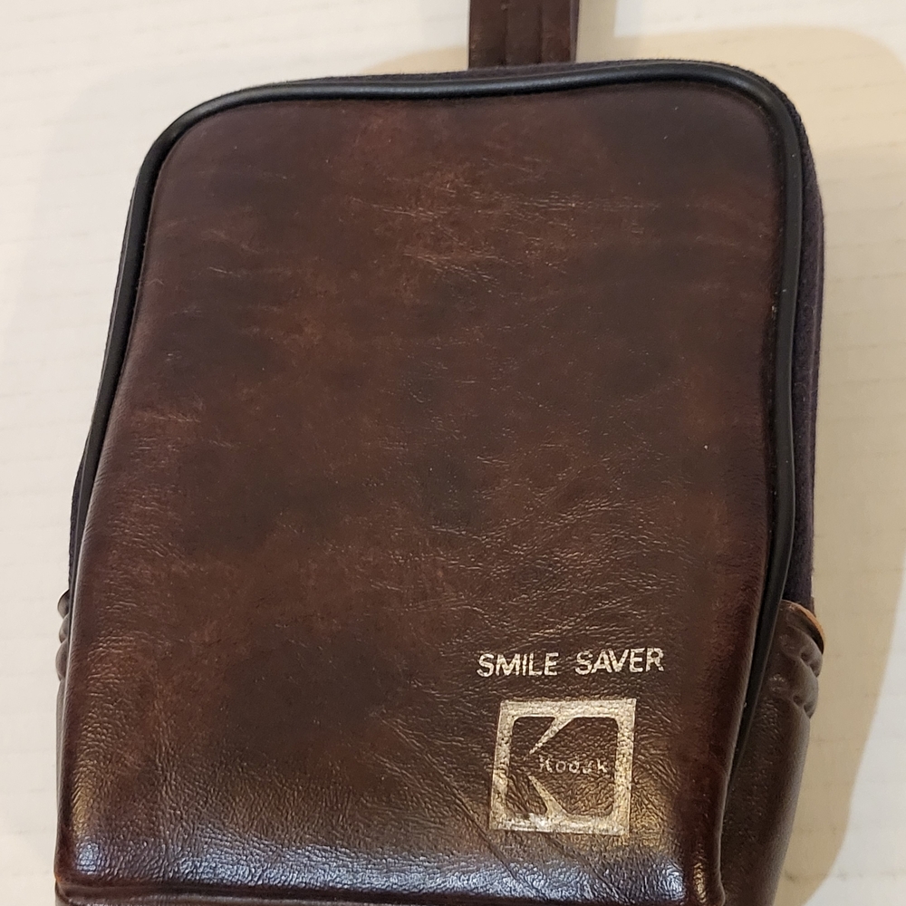 Vintage Kodak Camera Brown Leather Pouch Case Tote Padded w/ Zipper  Pocket
